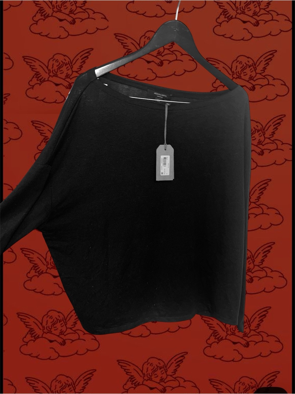 All Saints Black Off-Shoulder Tunic Top